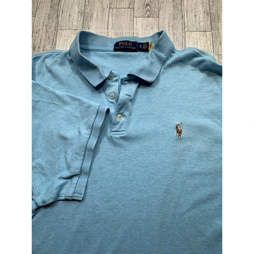 Polo Ralph Lauren Polo Shirt Men's XL Blue Flesh Pony Short Sleeve